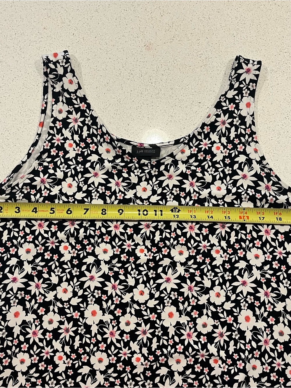 J. Jill Wearever Collection Black Floral Sleeveless Asymmetrical Dress Size L - Picture 4 of 4